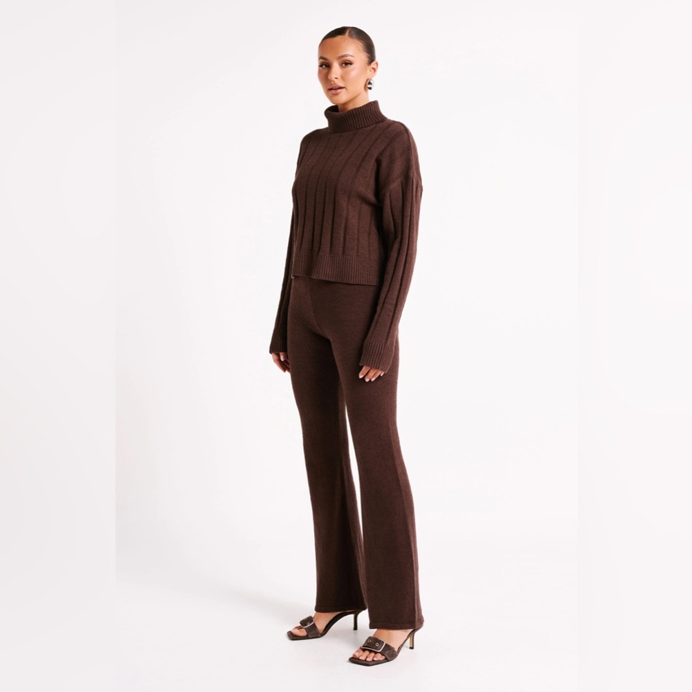 Meshki Brown Knit Pants & Top Set